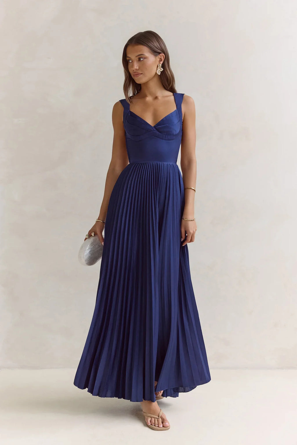 Song Of The Sky Plisse Maxi Dress Navy