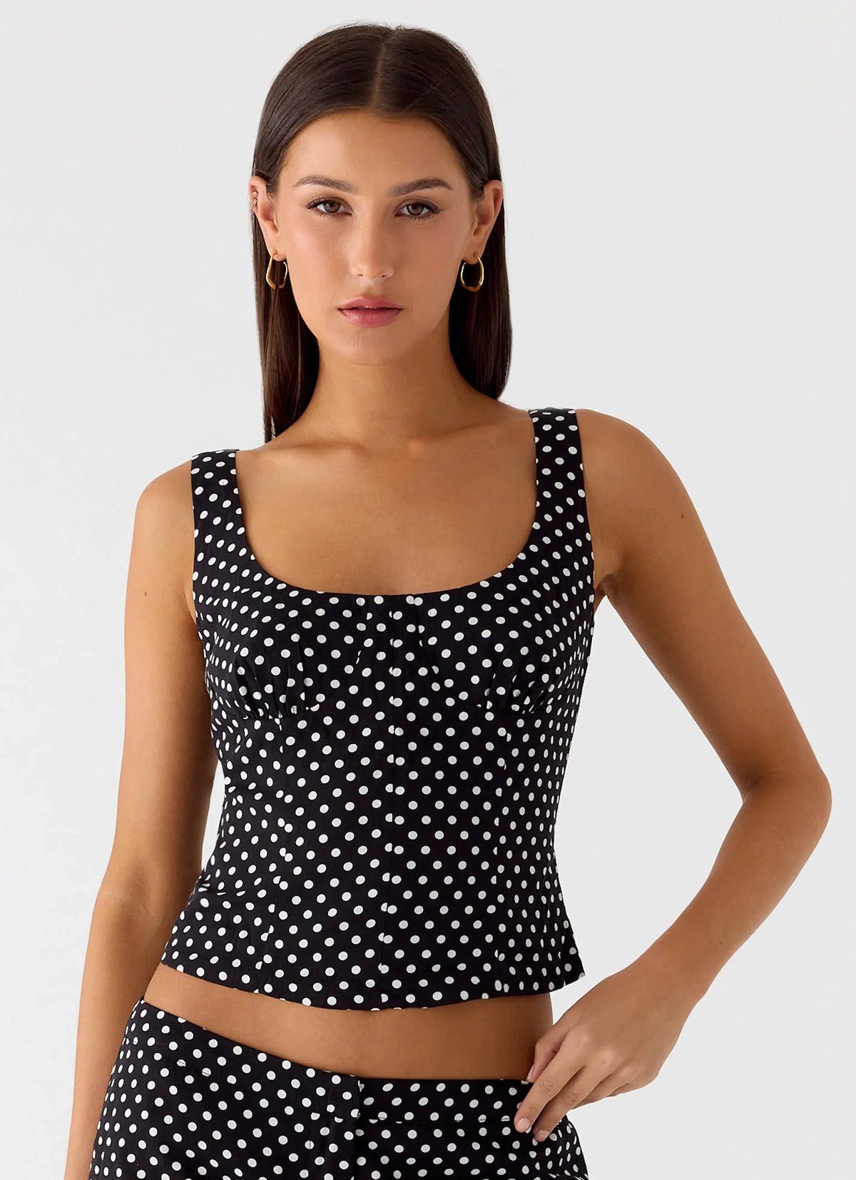 Coastline Bustier Top - Black Polkadot