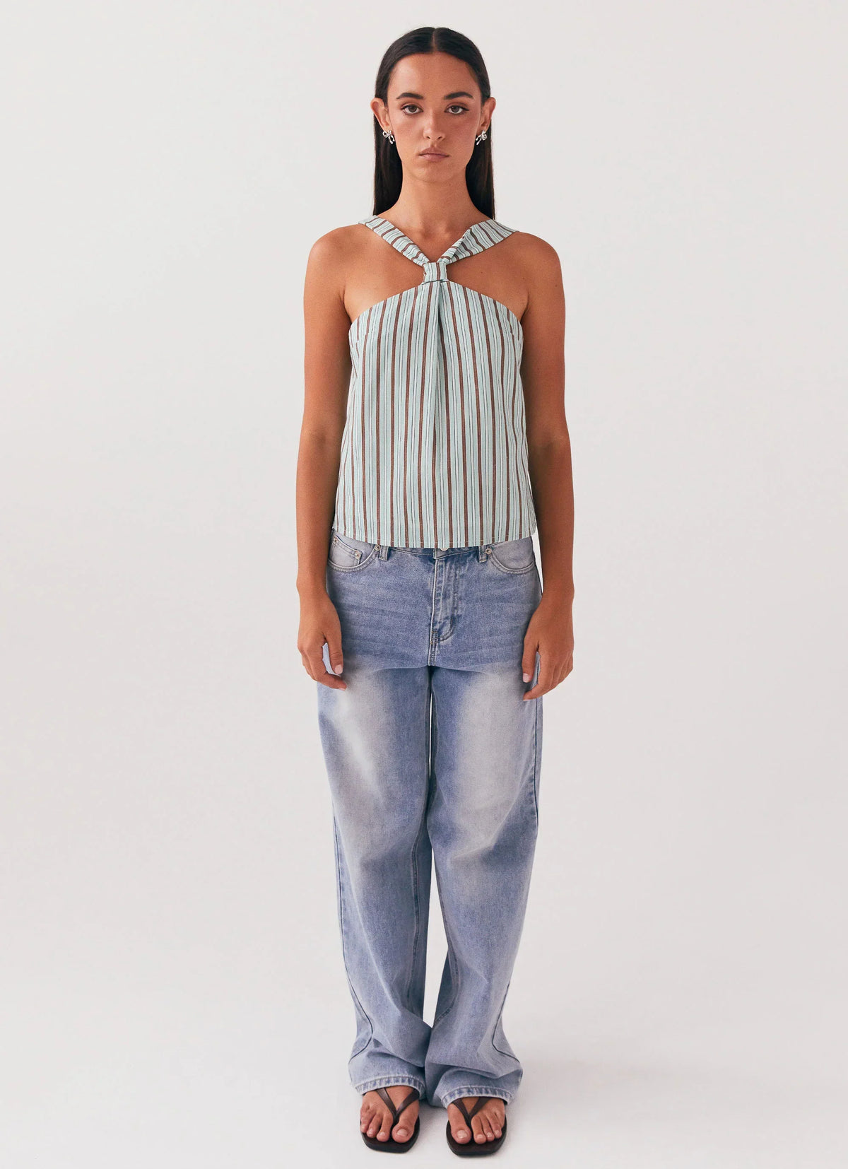 Keira Linen Top - Coastal Stripe