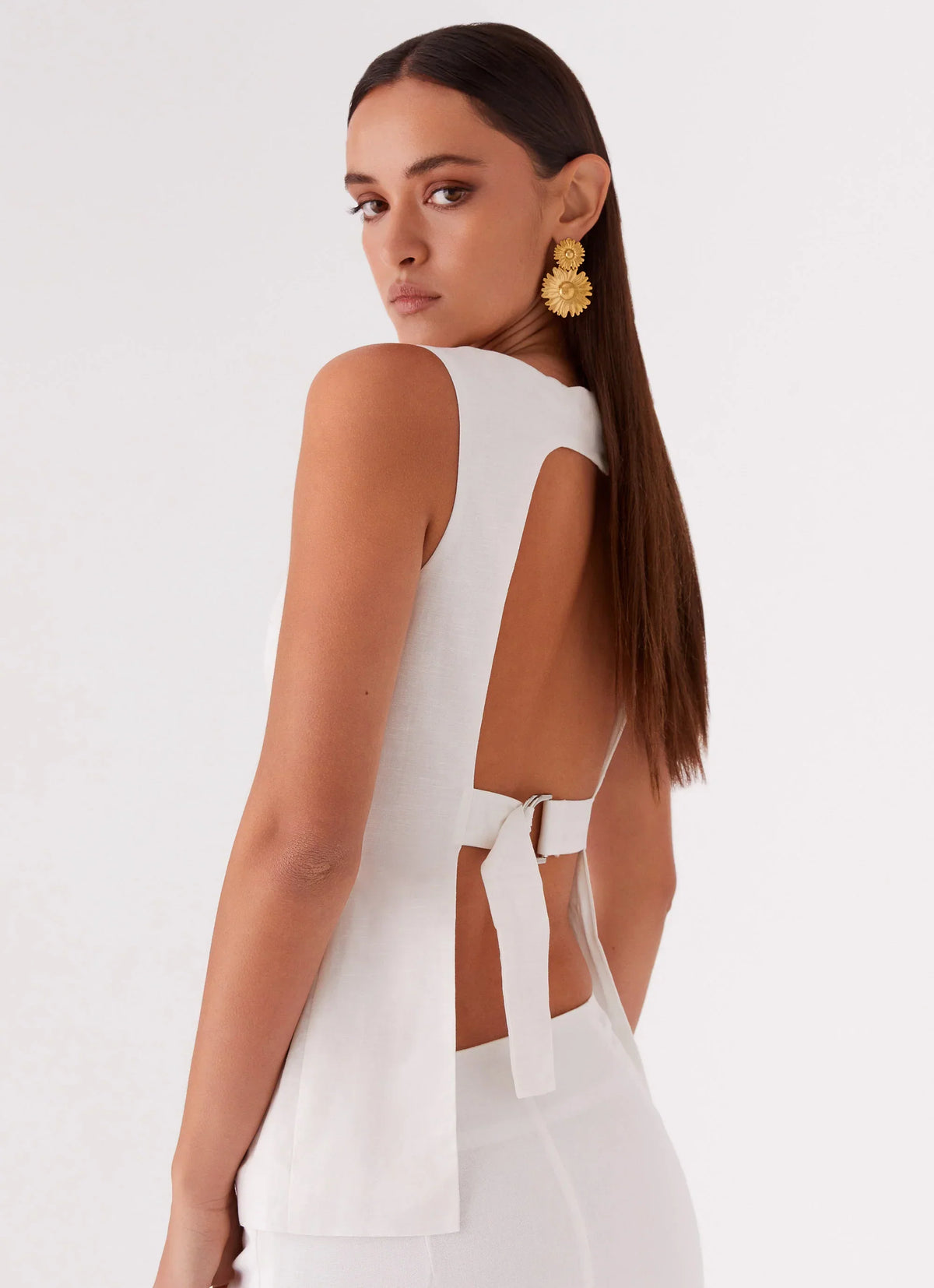Mooney Linen Top - White