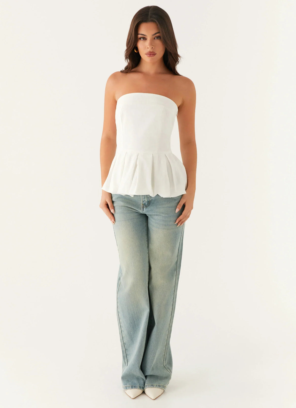Ellen Bubble Hem Top - Ivory