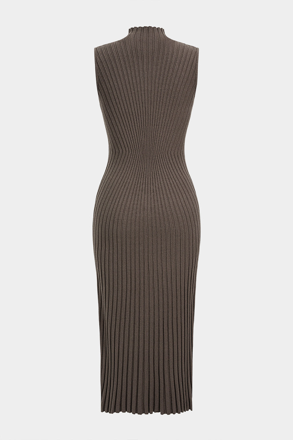 Knit Mock Neck Ribbed Sleeveless Maxi Dress
