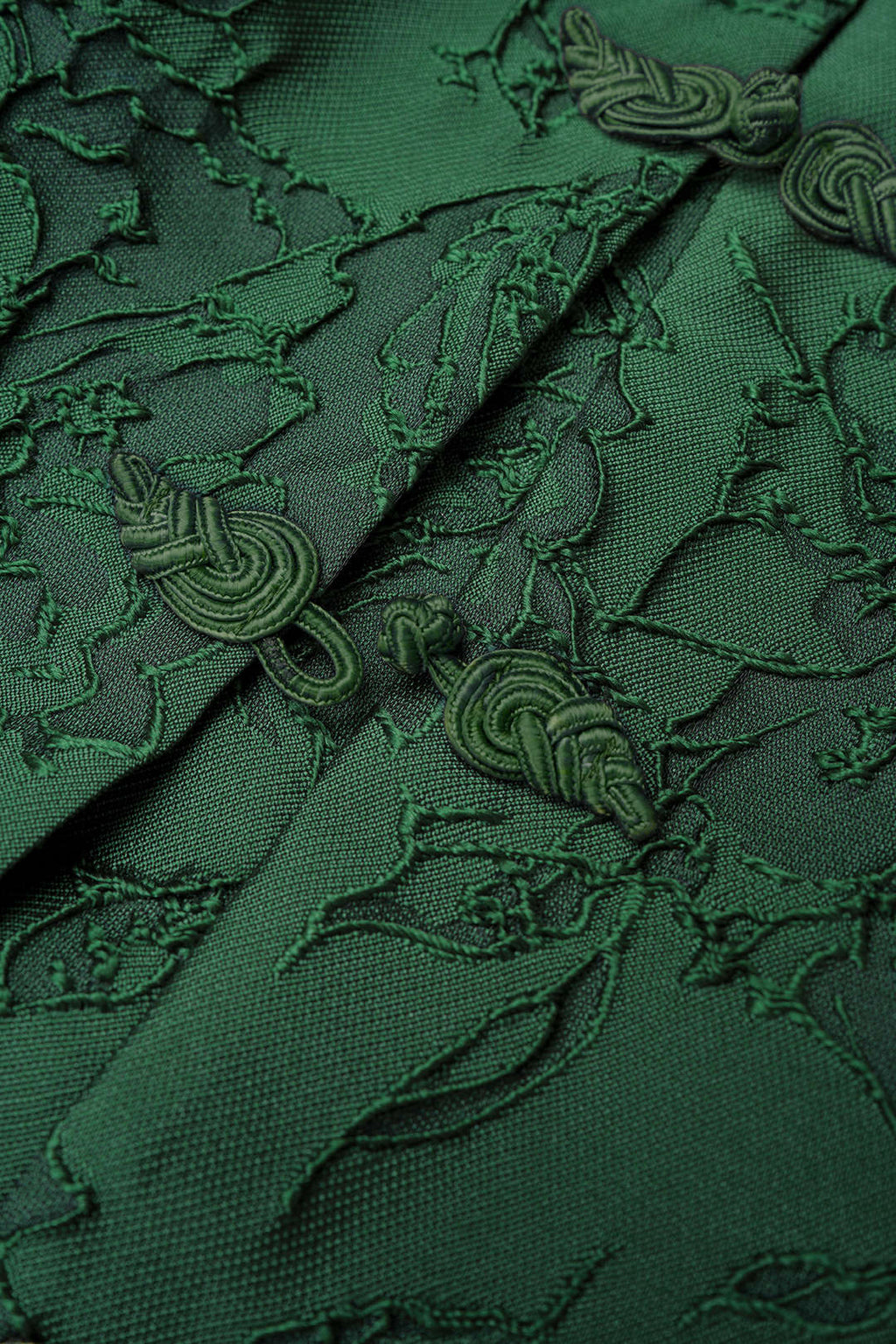 Jacquard Frog Button Sleeveless Mini Dress