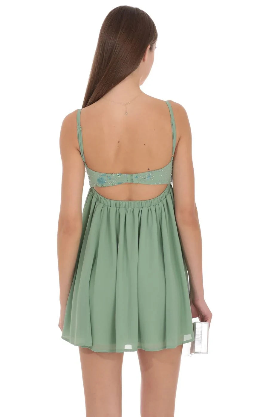 Ophelia Embellished Mini Dress