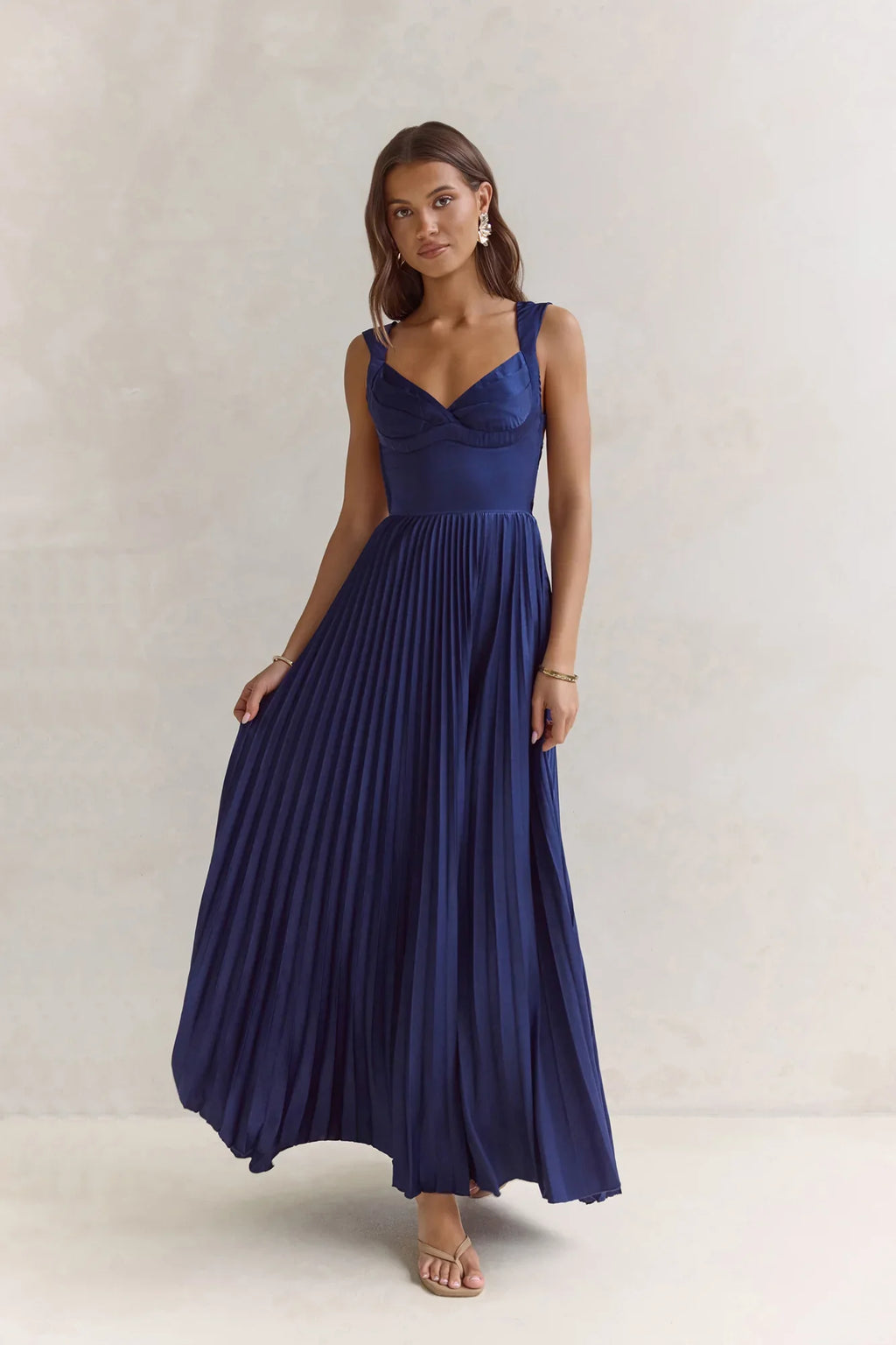 Song Of The Sky Plisse Maxi Dress Navy