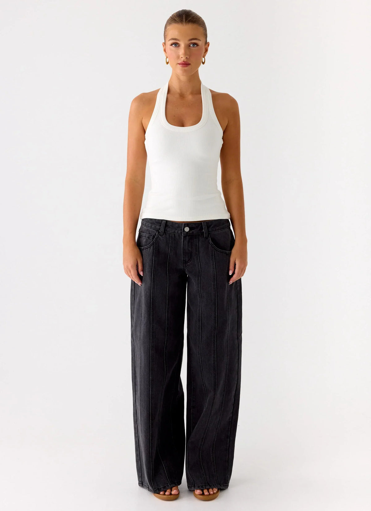 Nauton Ribbed Halter Top - White