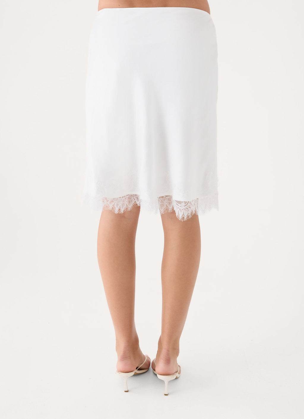 Argelia Lace Trim Midi Skirt - White