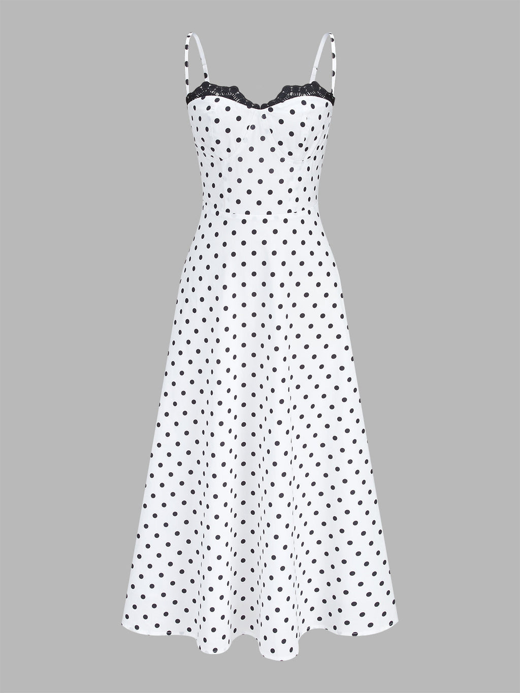 Polka Dot Lace Trim Cami Maxi Dress