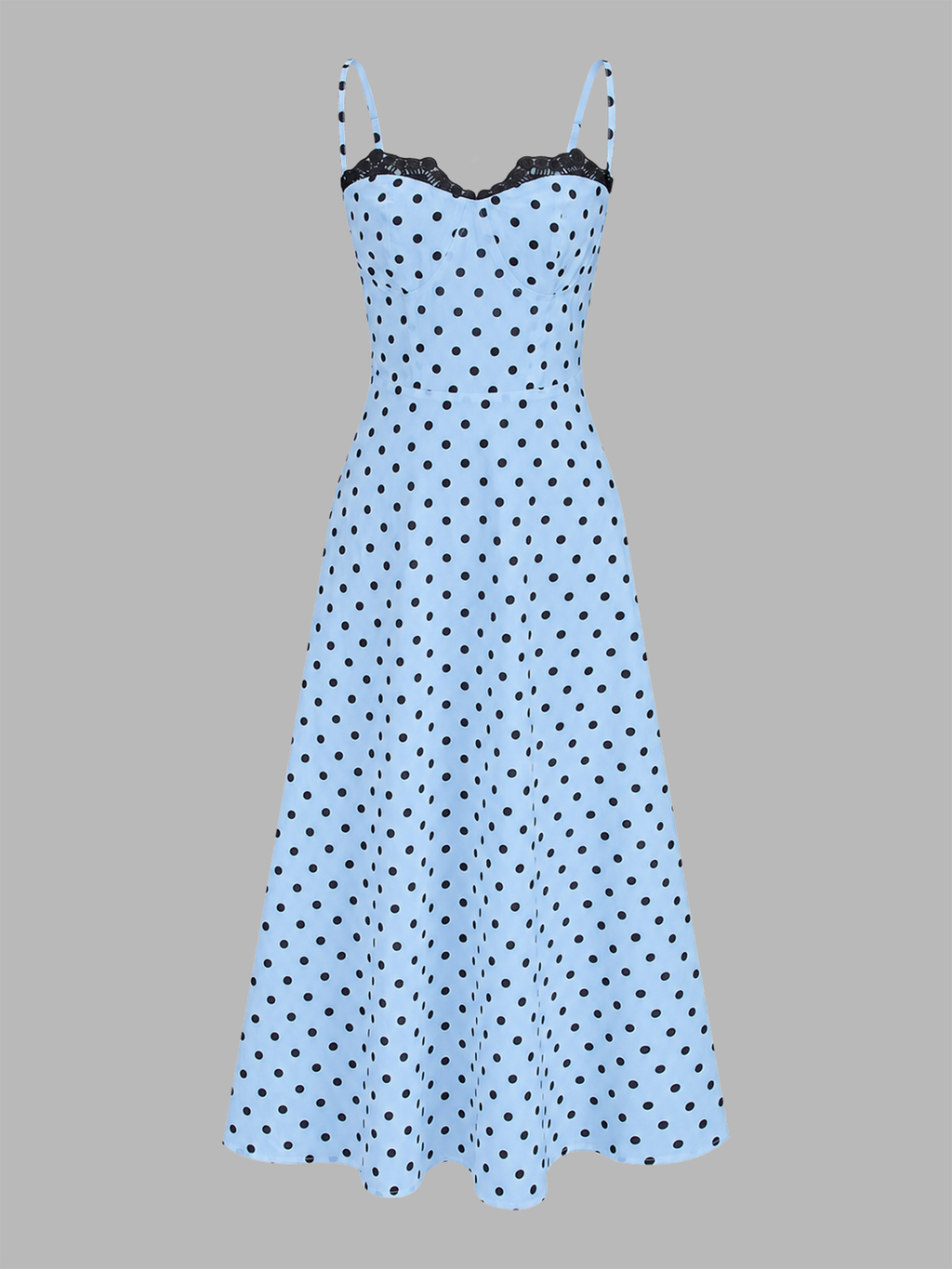 Polka Dot Lace Trim Cami Maxi Dress
