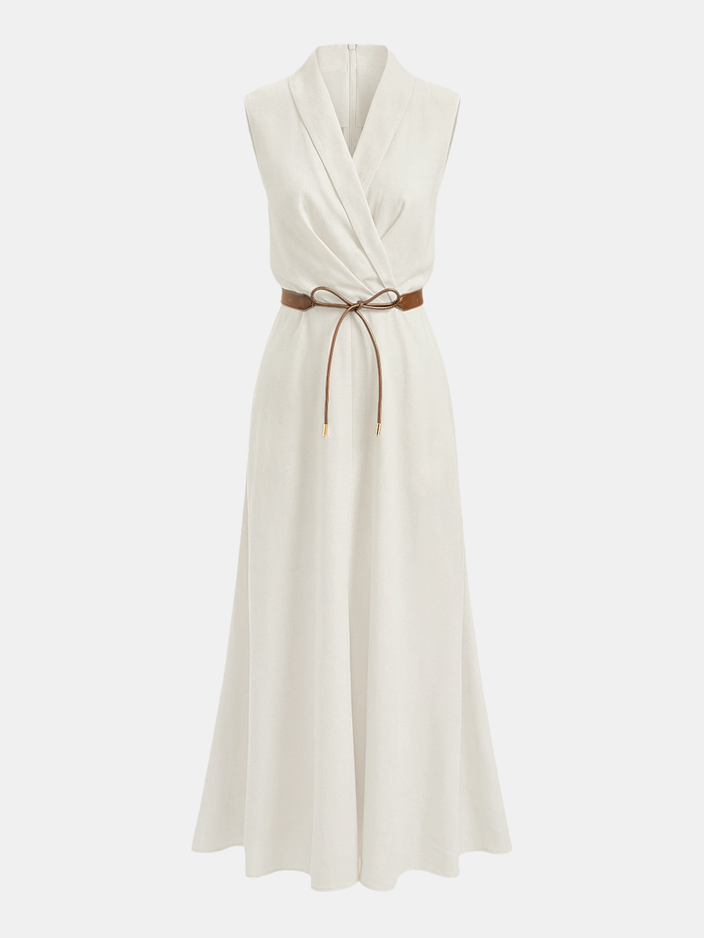 Belted Sleeveless Wrap Maxi Dress