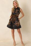 Drawn to You Black & Pumpkin Spice Embroidered Mini Dress