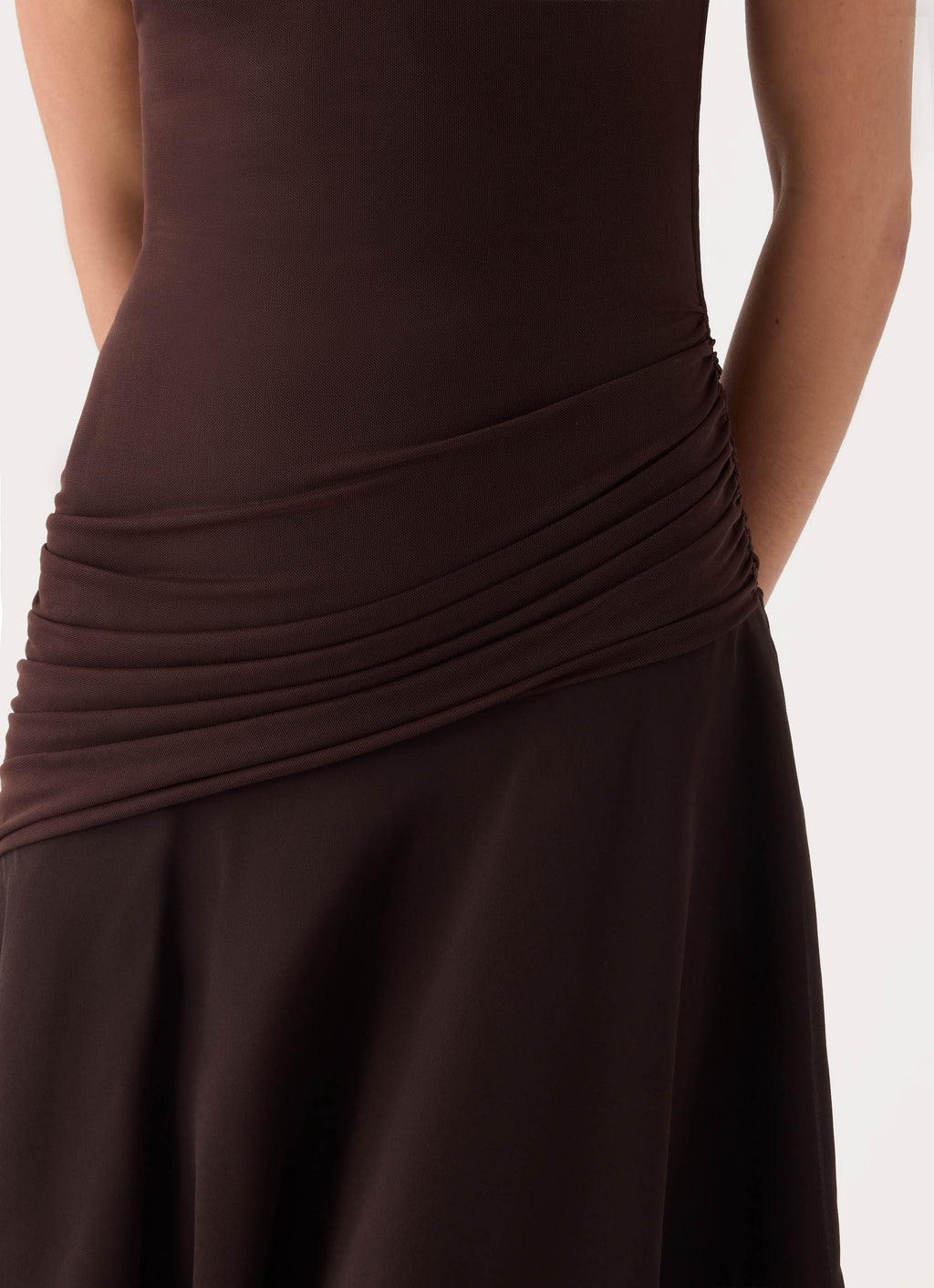 Concetta Contrast Midi Dress - Chocolate