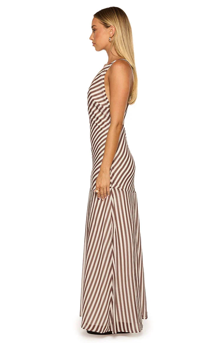 Cornell Brown Stripe Maxi Dress