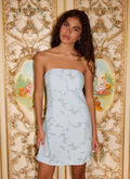 Della Lace Strapless Mini Dress - Blue