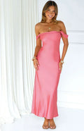 Ella Pink Off Shoulder Maxi Dress