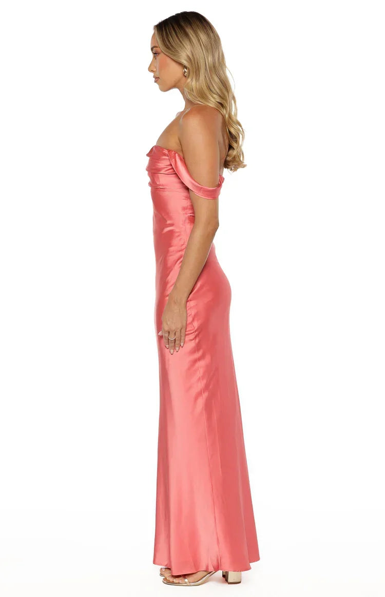 Ella Pink Off Shoulder Maxi Dress