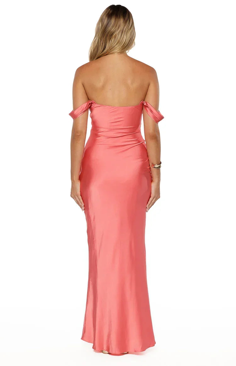 Ella Pink Off Shoulder Maxi Dress