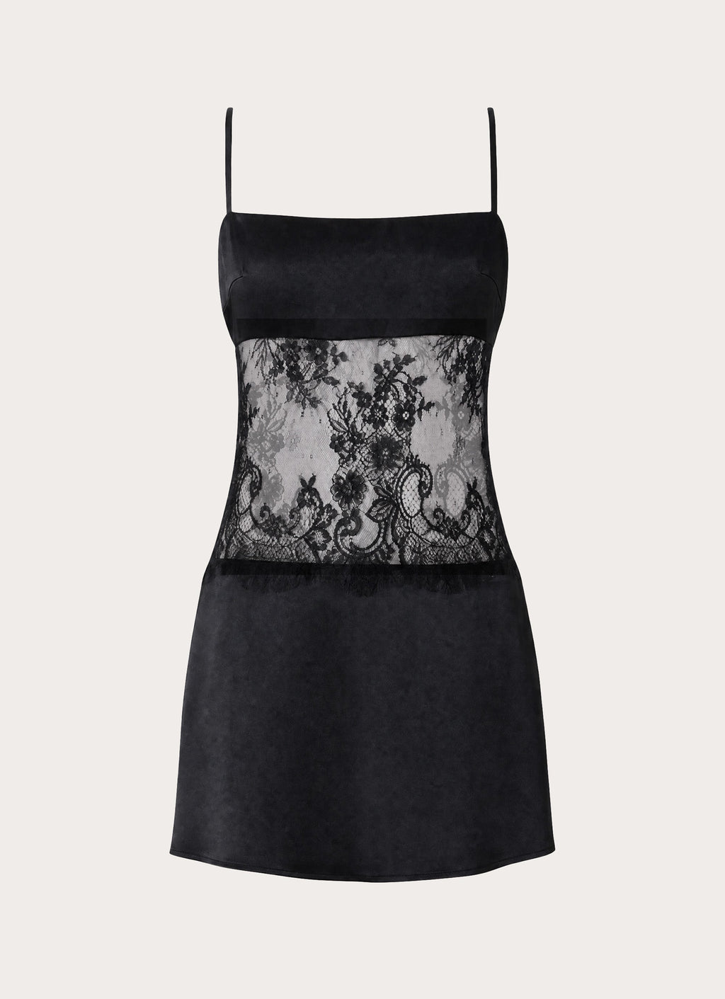 Eunia Lace Spliced Mini Dress - Black