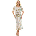 Sleeveless Maxi Dress With Separate Front Tie Shrug In Cream/Green/Taupe