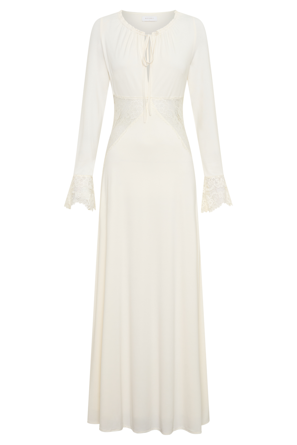 Elethea Lace Slinky Maxi Dress - Ivory