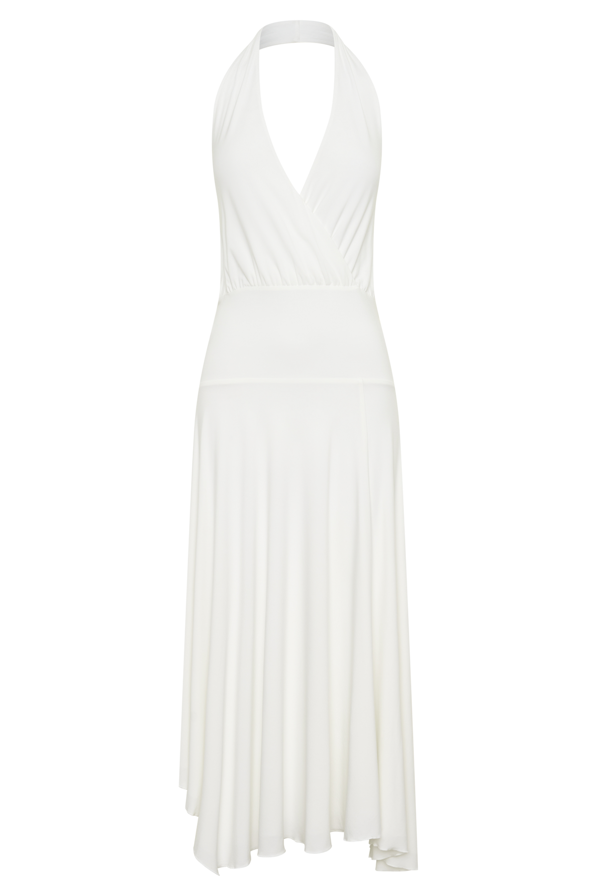Krish Hankie Halter Midi Dress - White