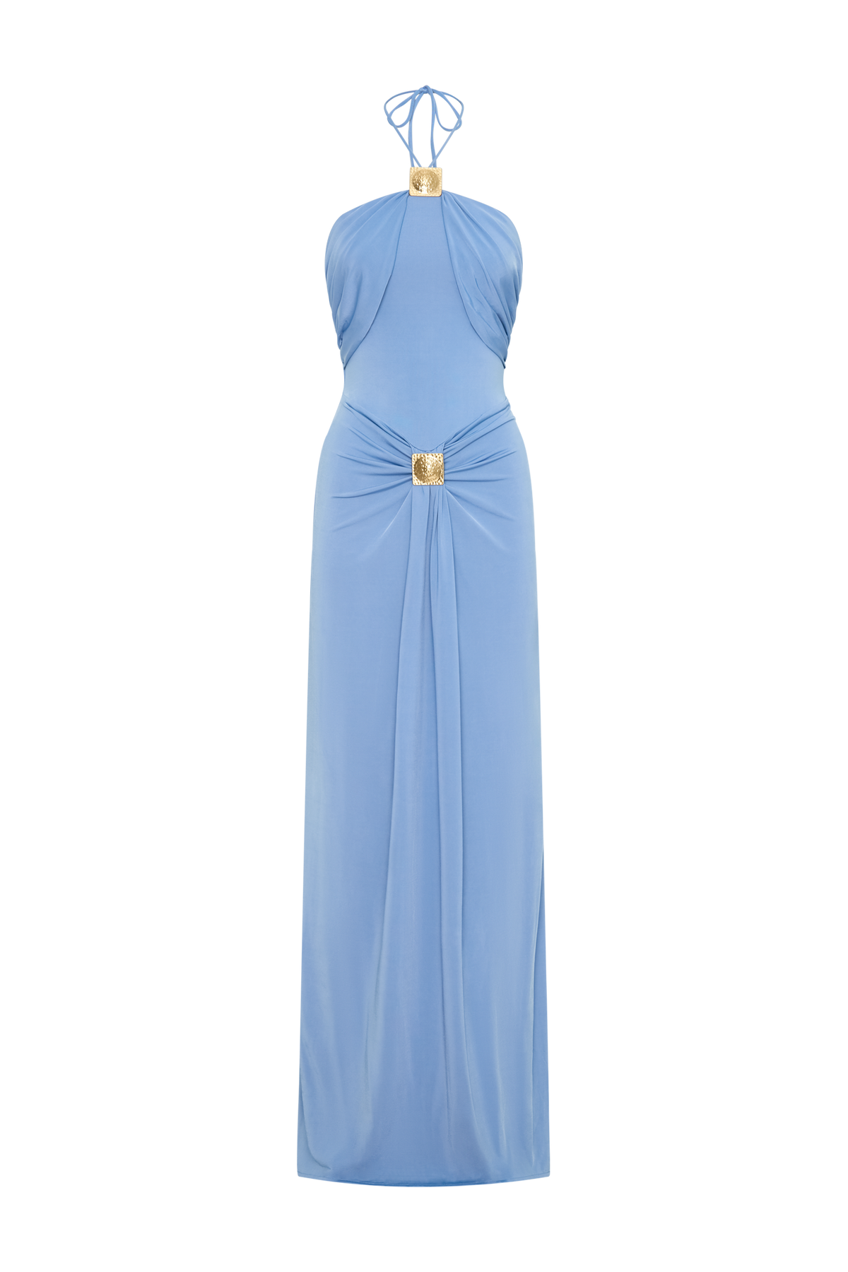 Quincy Halter Maxi Dress With Hardware - Cornflower Blue