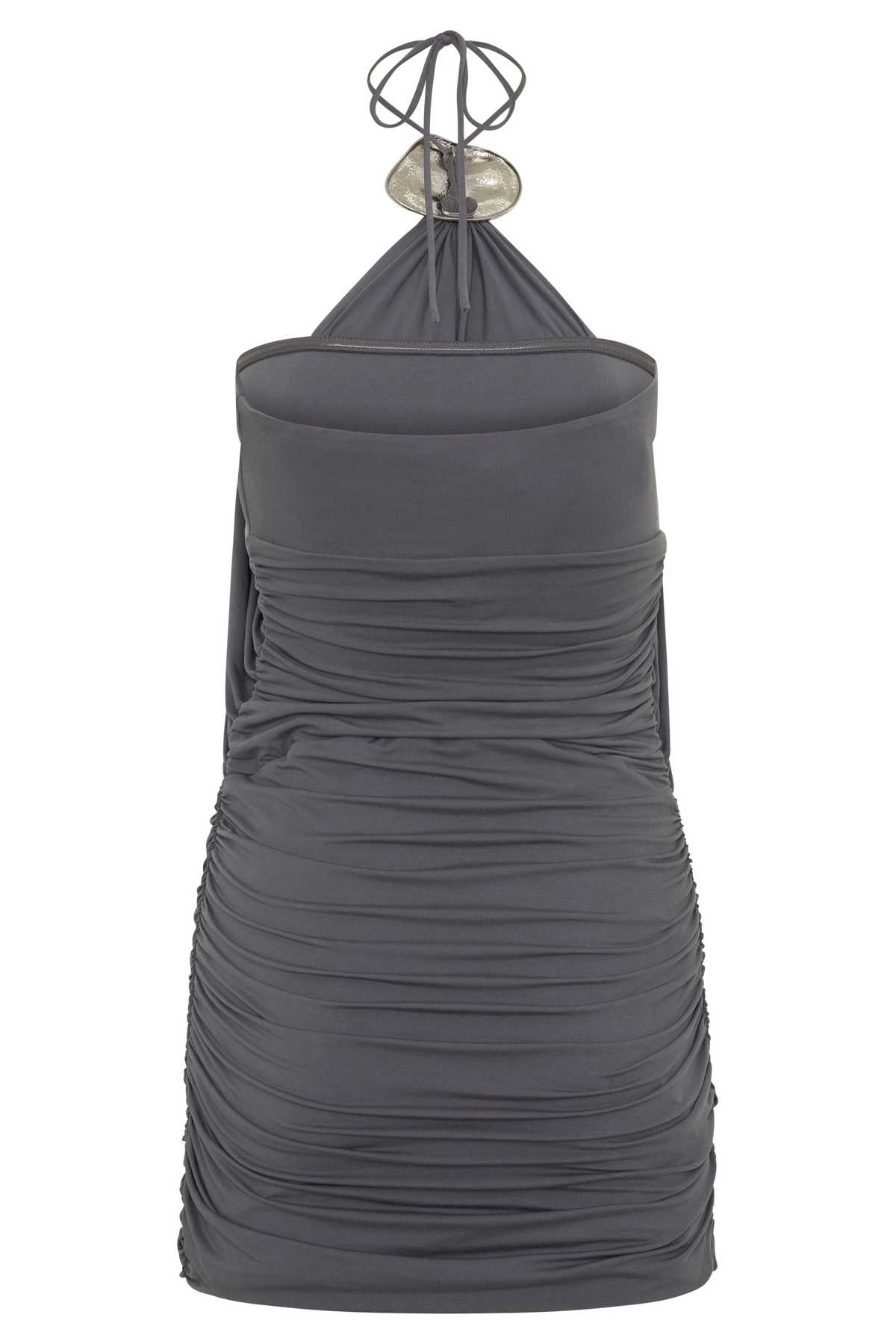 Sade Halter With Hardware Mini Dress - Grey