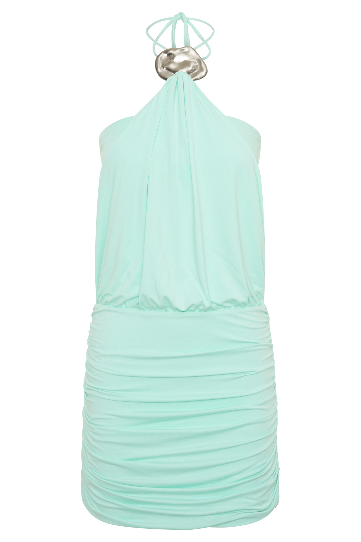 Sade Halter With Hardware Mini Dress - Sea Blue