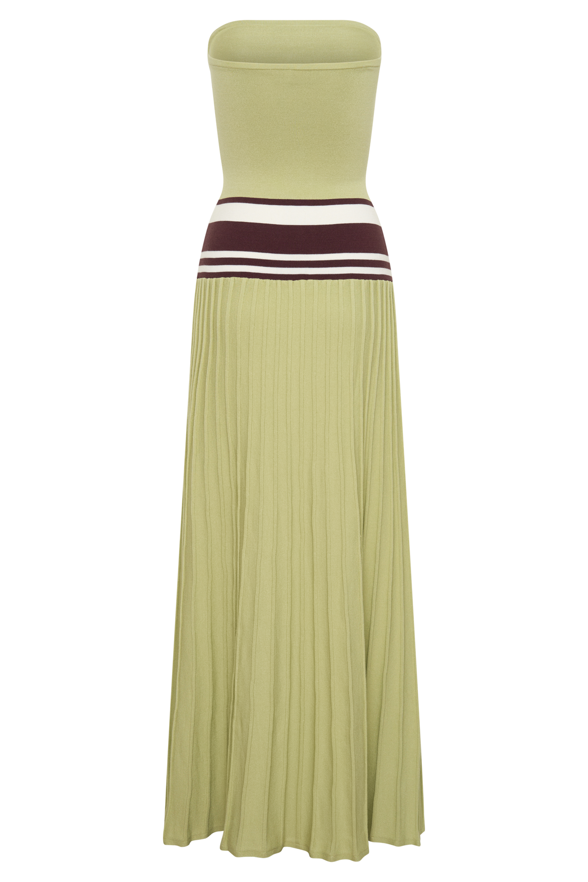 Solaris Strapless Contrast Knit Maxi Dress - Light Olive