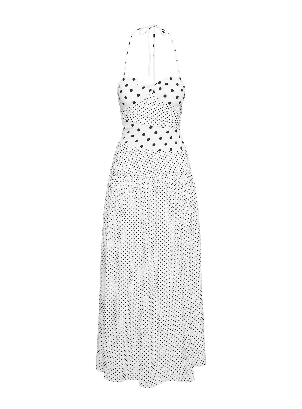 Marguerite Halter Maxi Dress White Polka Tall