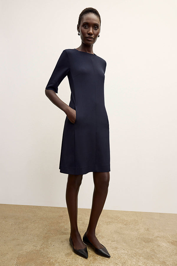 Emily Dress - Recycled WonderTex :: Dark Navy