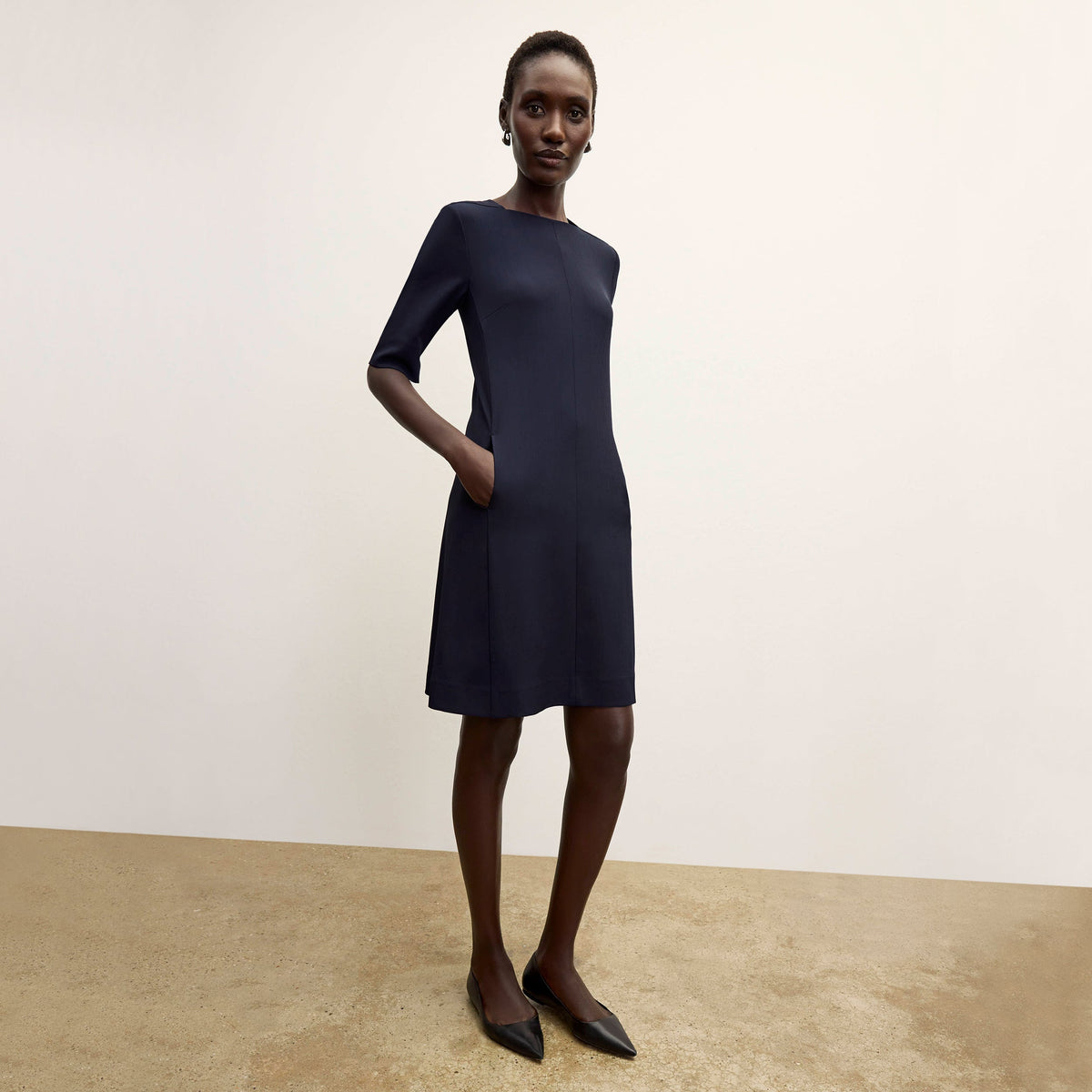 Emily Dress - Recycled WonderTex :: Dark Navy