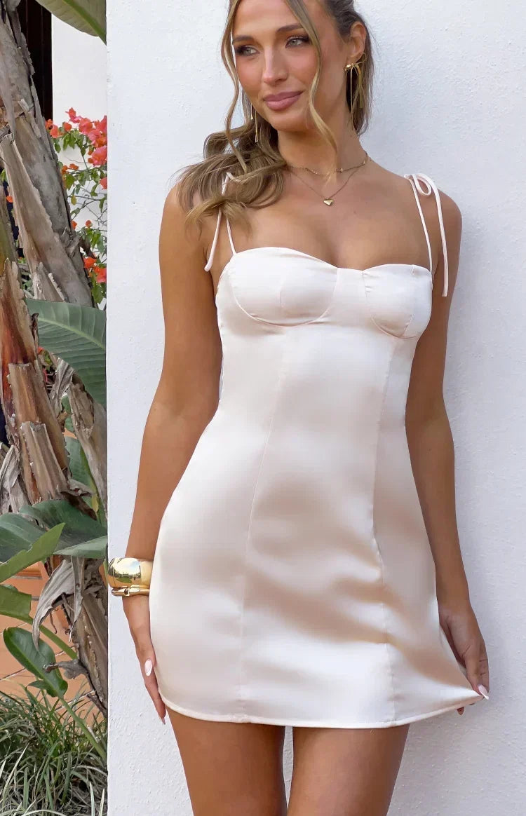 Penny Lane Cream Satin Mini Dress