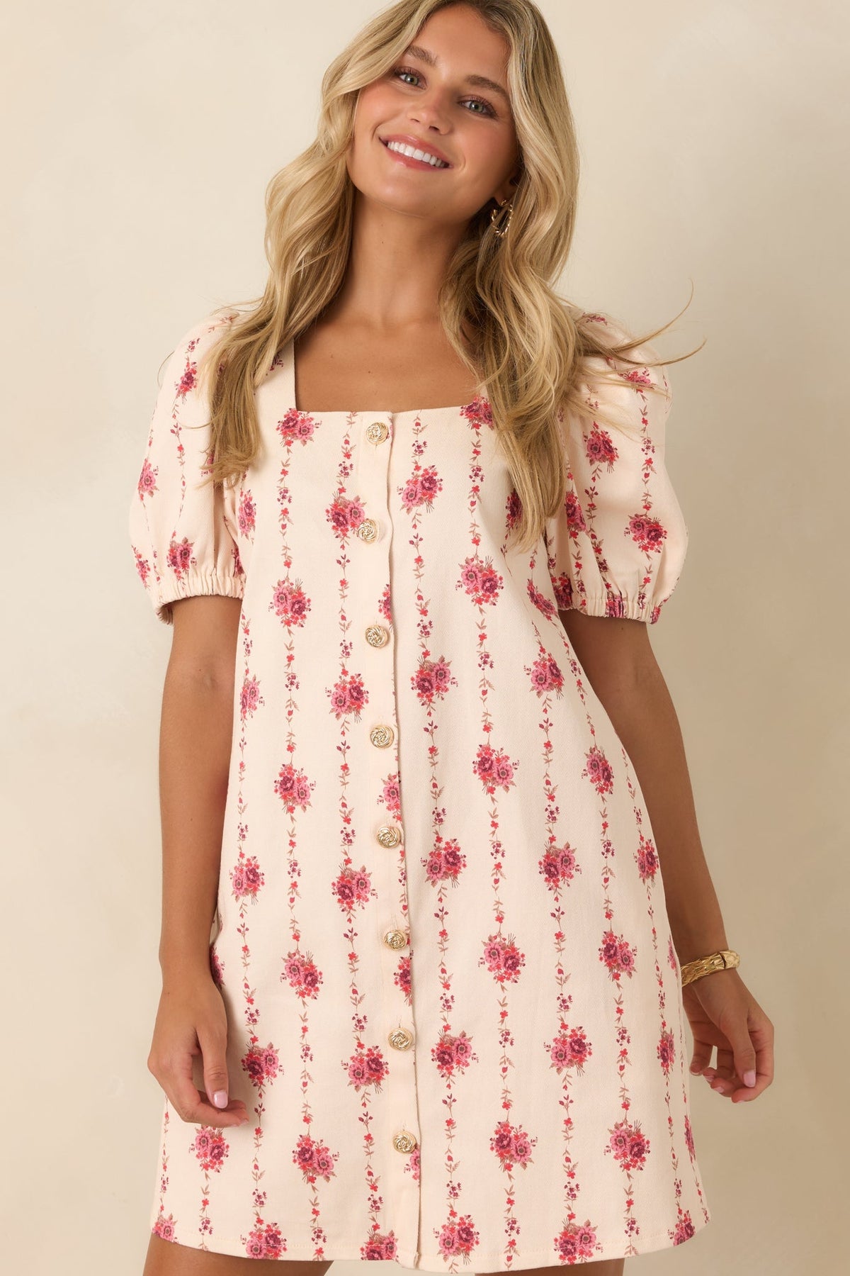 Garden Keepsake Ivory Floral Cotton Mini Dress