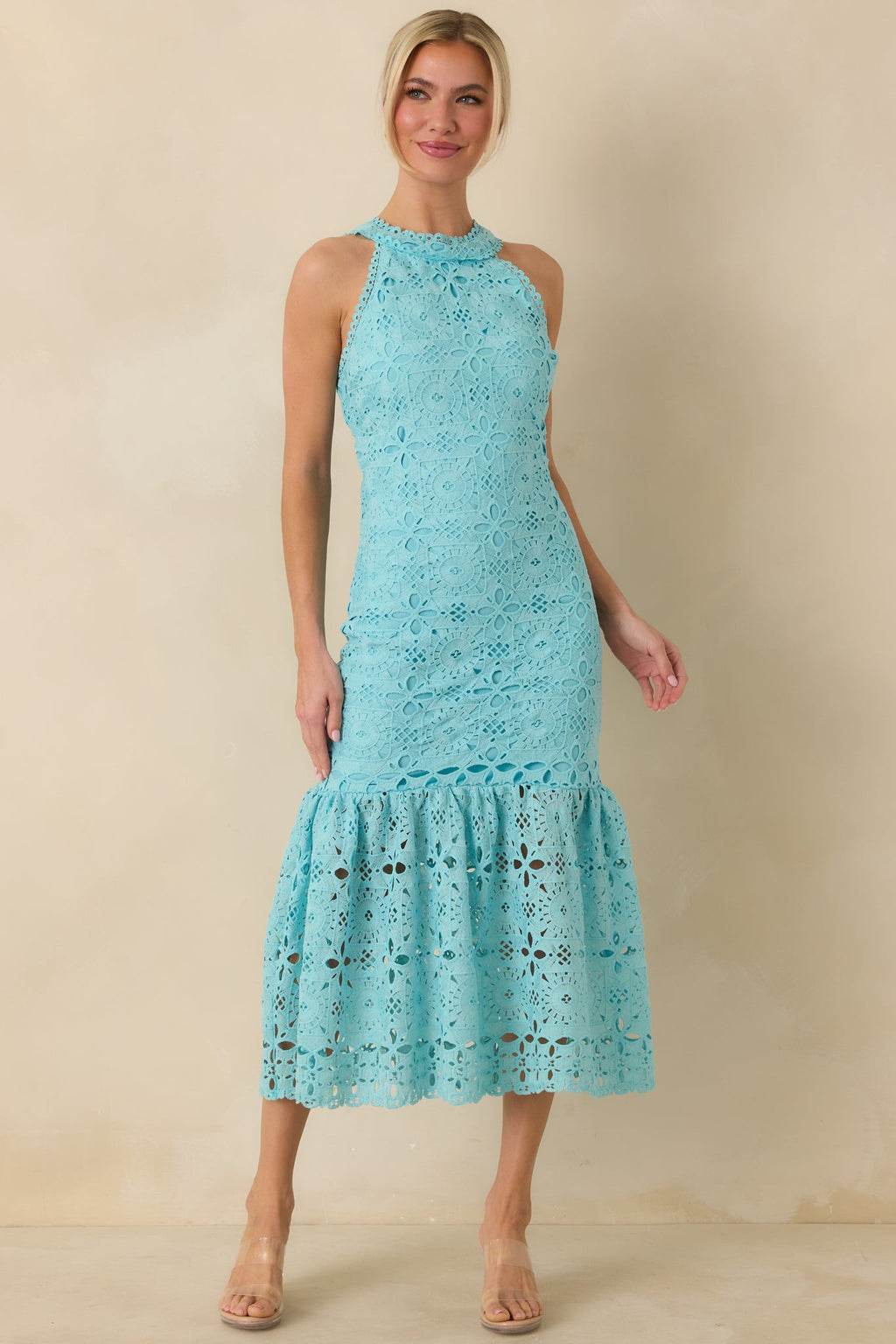 It's A New Day Horizon Blue Floral Embroidered Maxi Dress