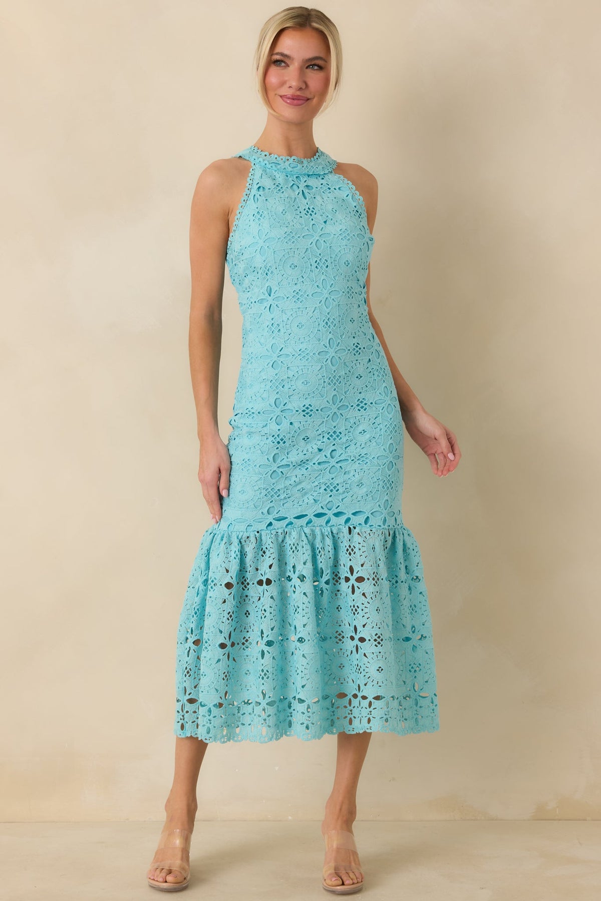 It's A New Day Horizon Blue Floral Embroidered Maxi Dress