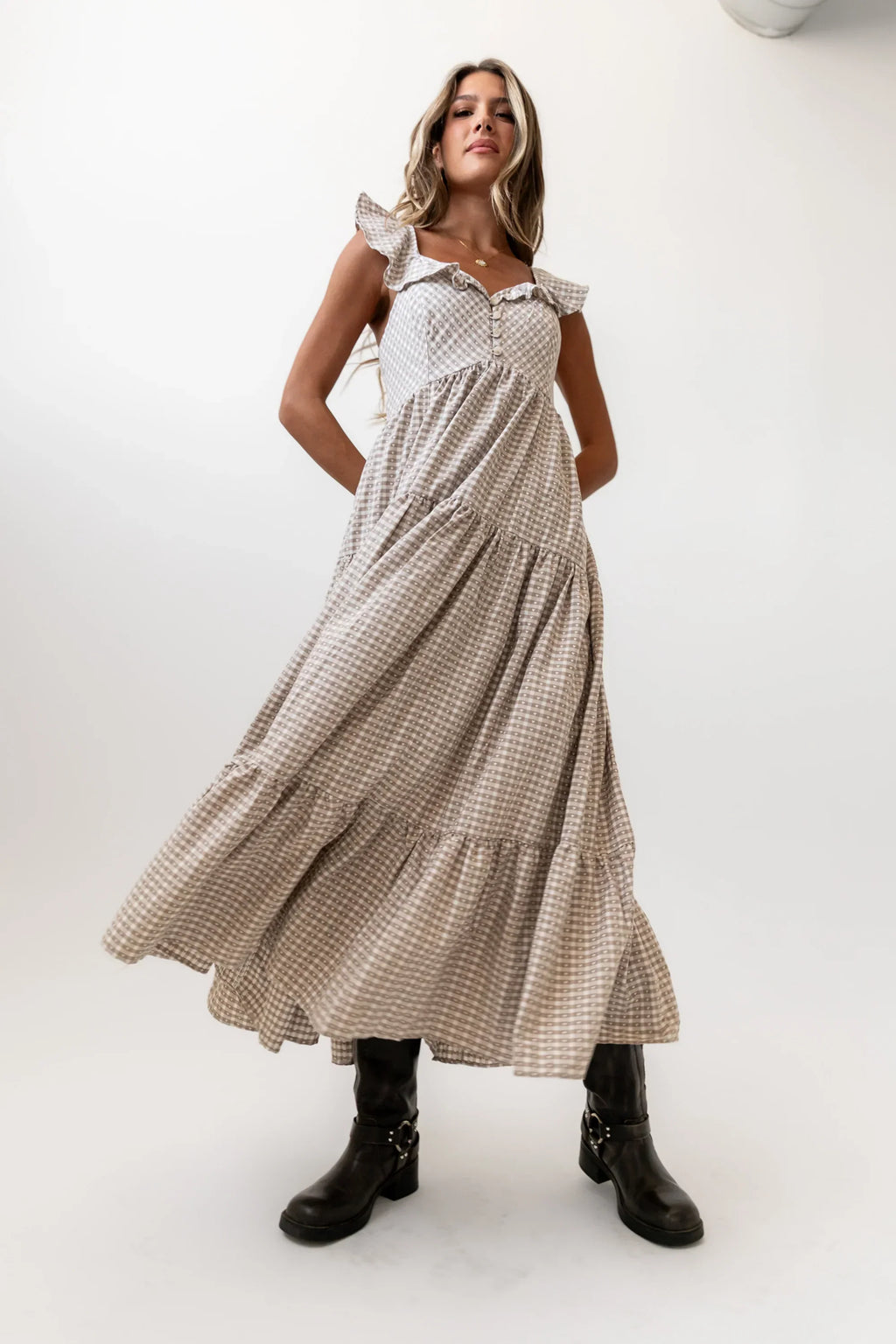 Salome Gingham Maxi Dress