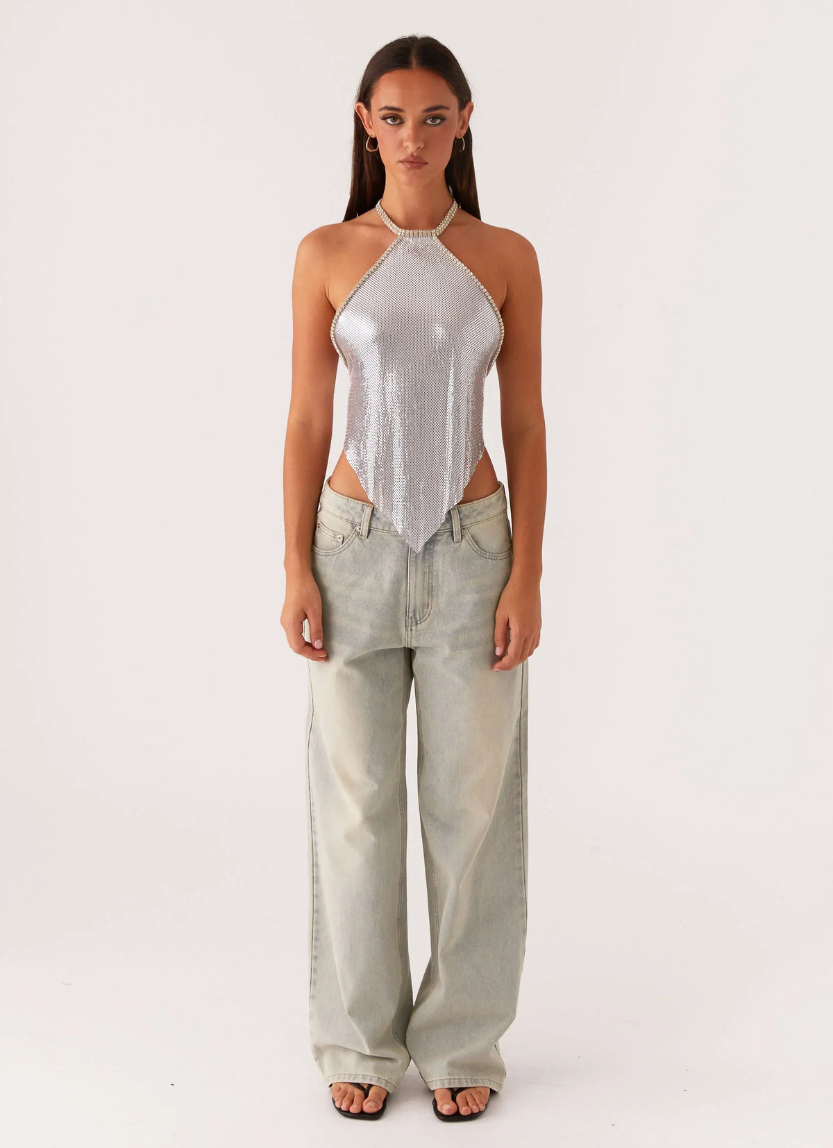 Celebrate Halterneck Chainmail Top - Silver