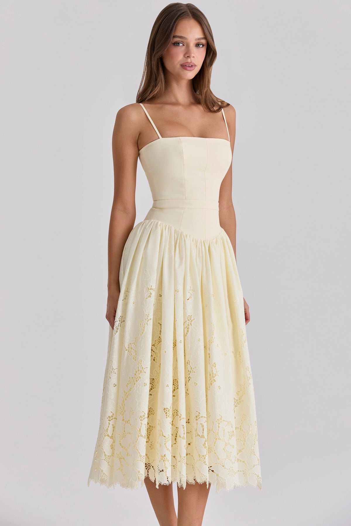 lemon custom lace + broderie anglaise midi sundress