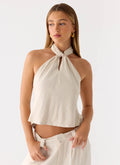 Maddox Linen Top - Oat