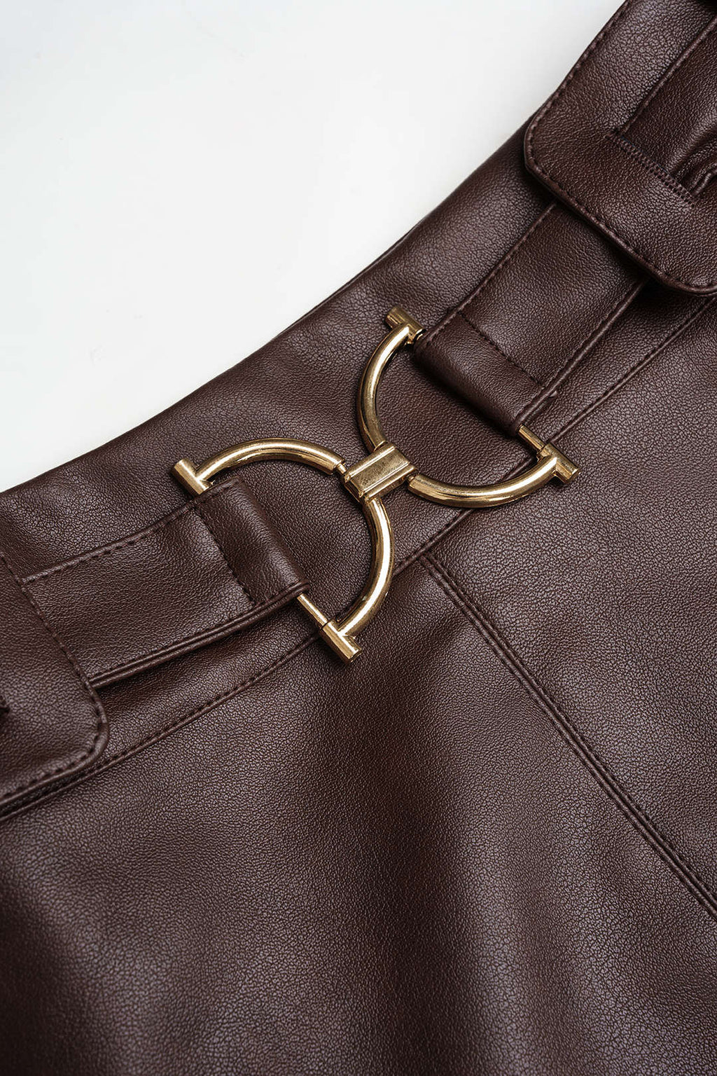 Faux Leather Belted Mini Skirt