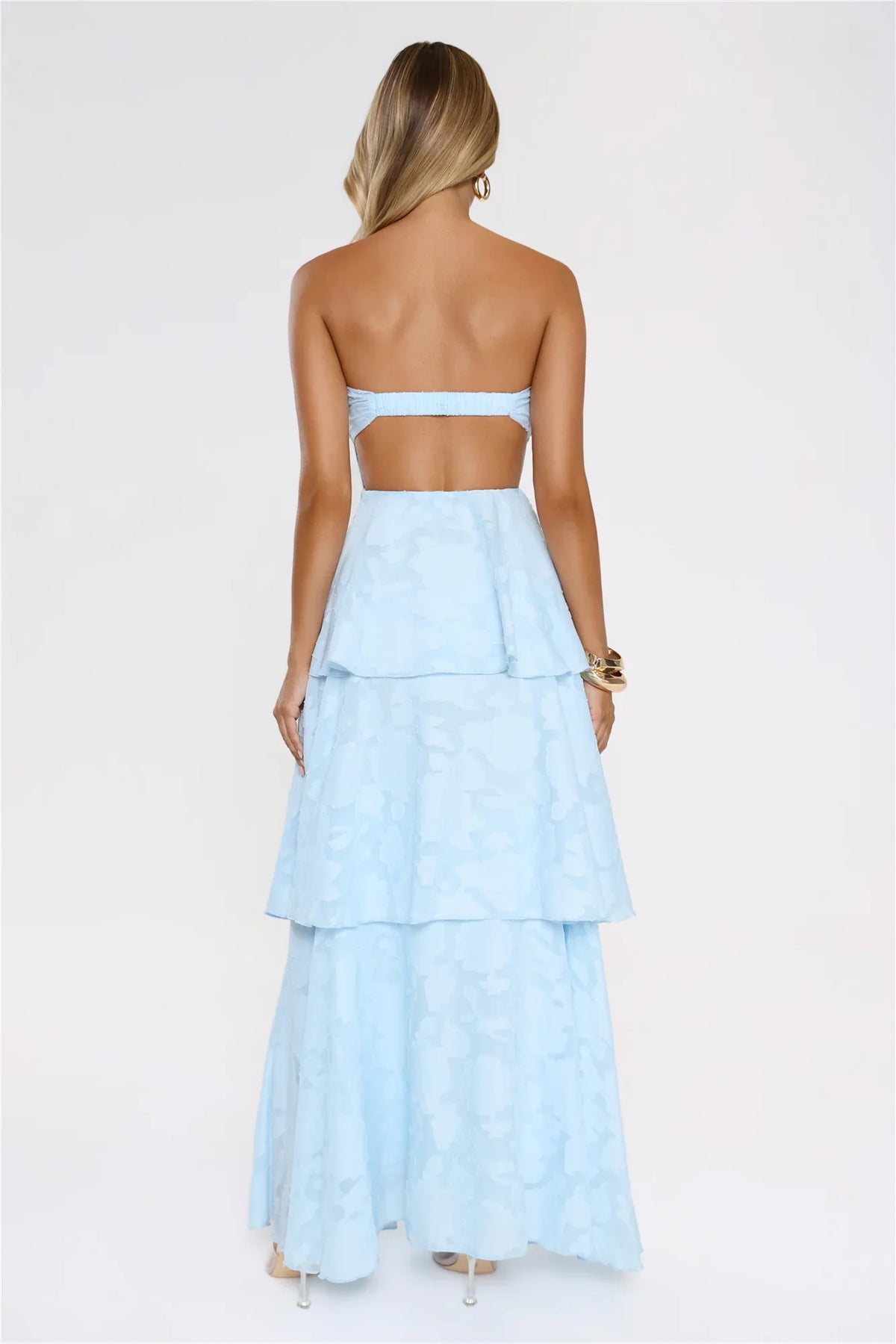 Frost Flare Strapless Maxi Dress Blue