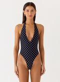 Delia One Piece Swimsuit - Black Polkadot
