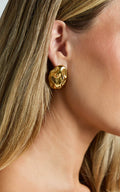 Celia Earrings - Oval Textured Earrings in Gold