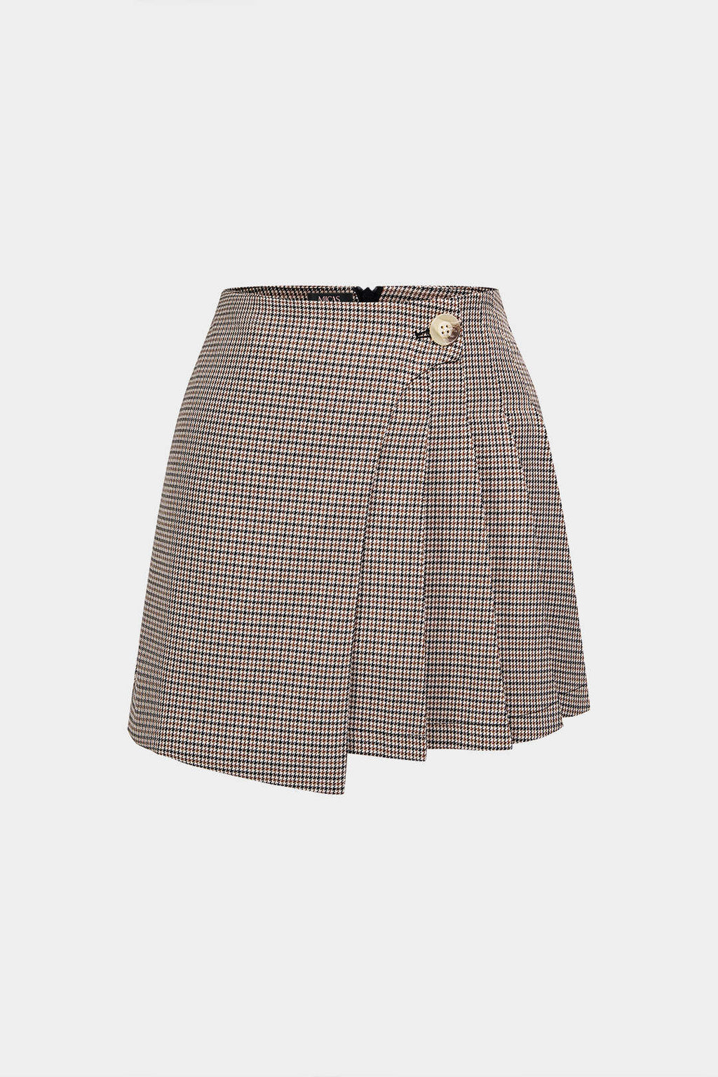 Plaid Print Asymmetrical Pleated Mini Skirt