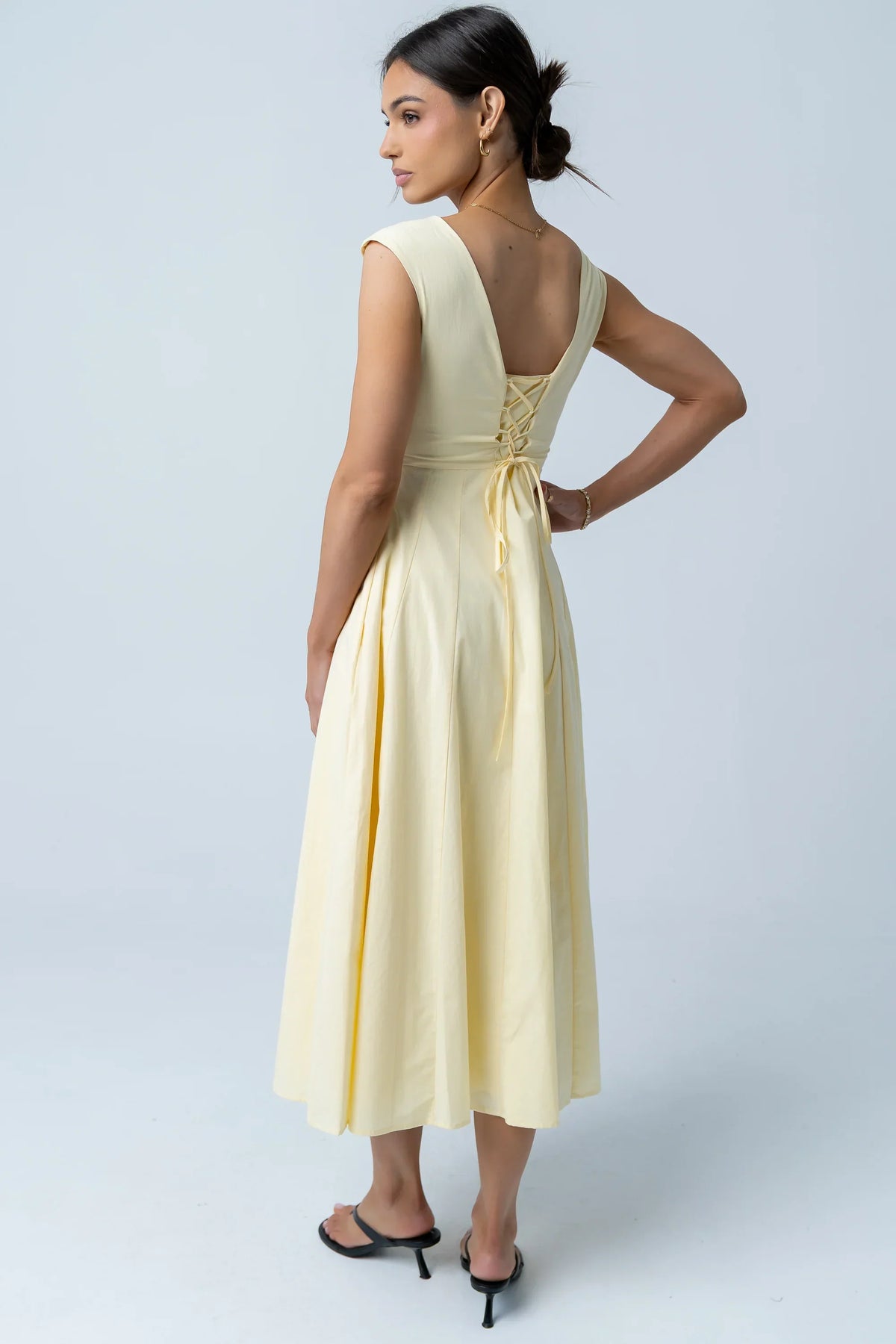 Colin Midi Dress in Butter Yellow