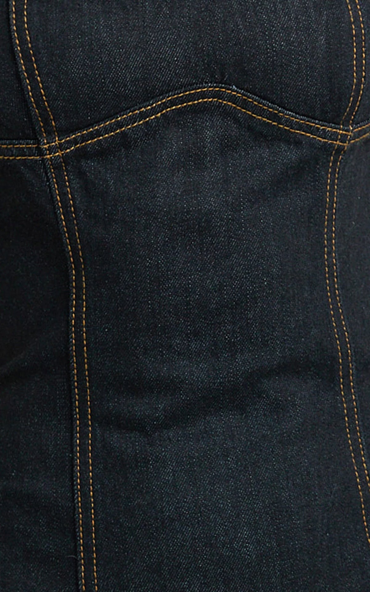 Fabia Mini Dress - Denim Square Neck Fitted Dress in Dark Wash