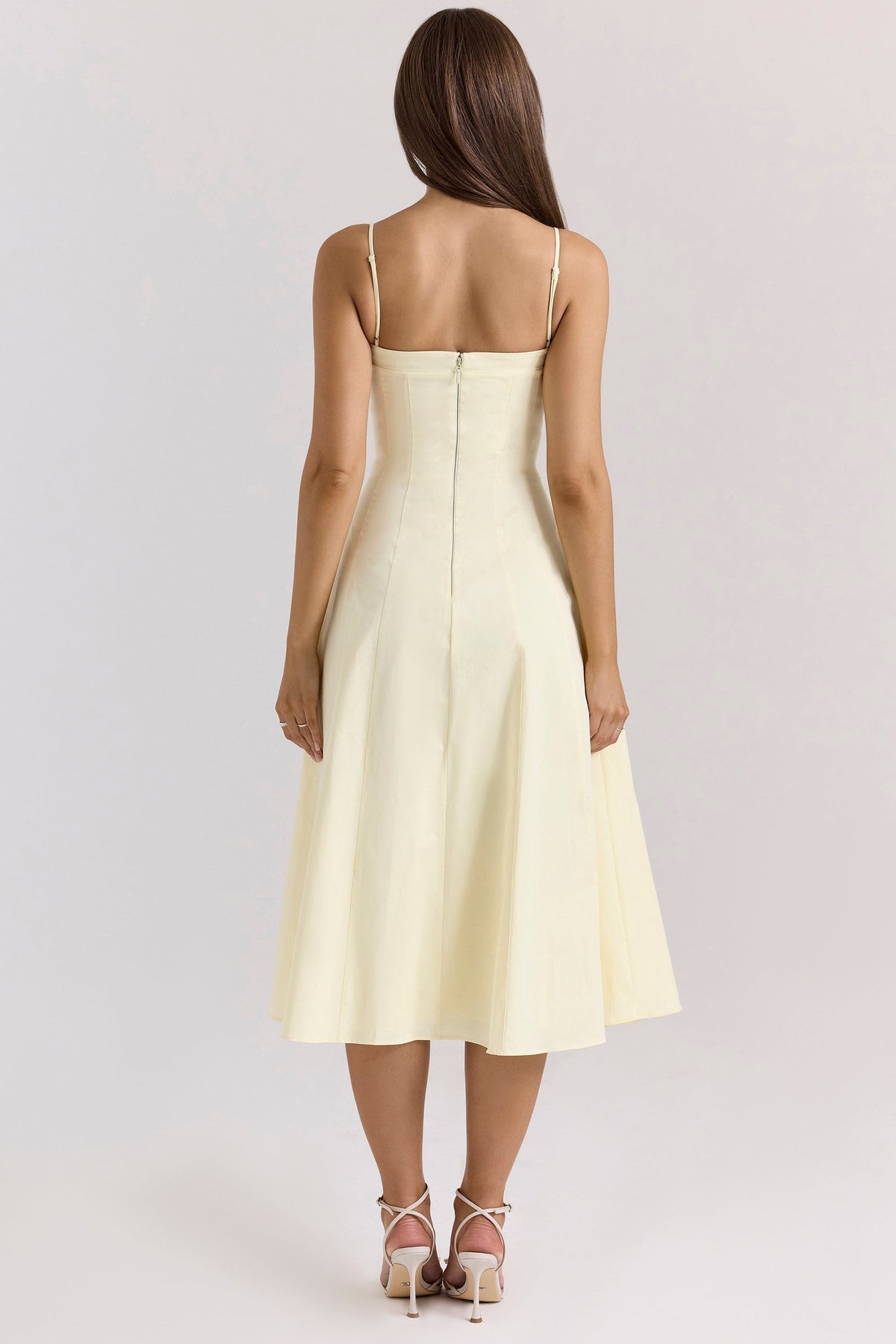 lemon stretch cotton a-line midi sundress