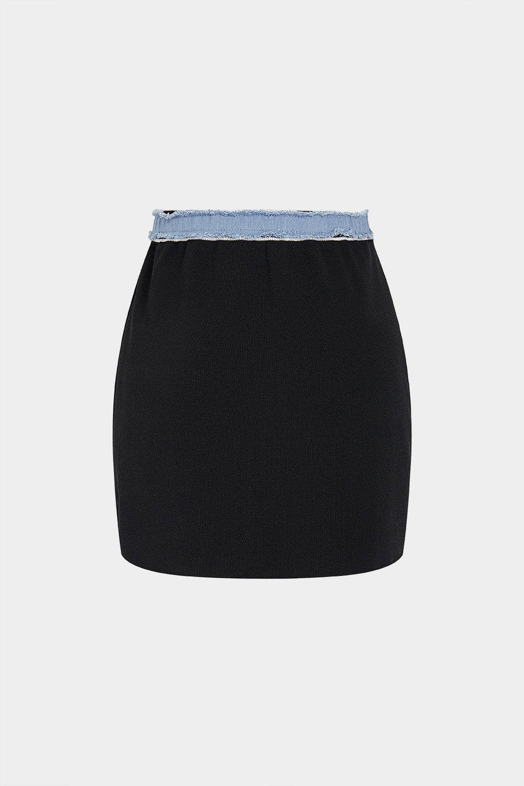 Knit Patchwork Denim Mini Skirt