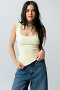 Sawyer Lace Trim Tank Top in Yellow